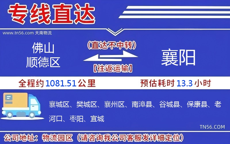 佛山順德區到襄陽物流公司