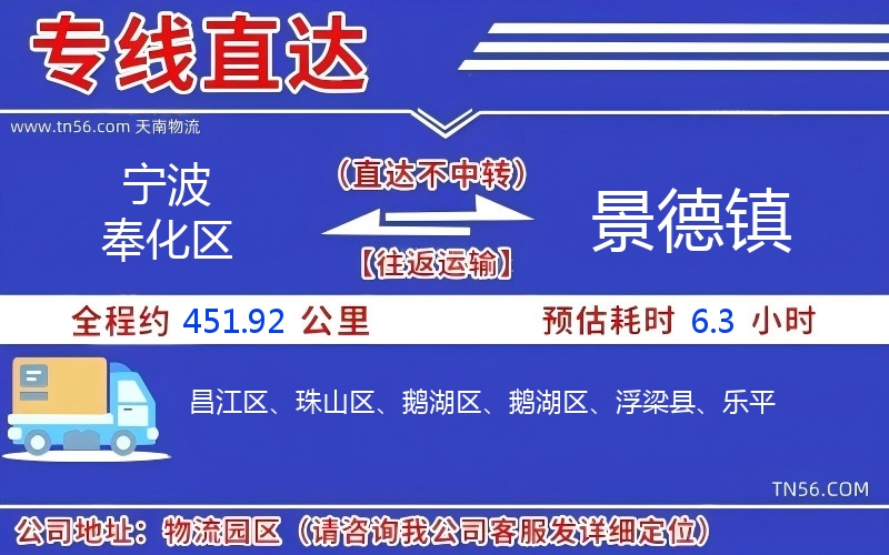 寧波奉化區到景德鎮物流公司