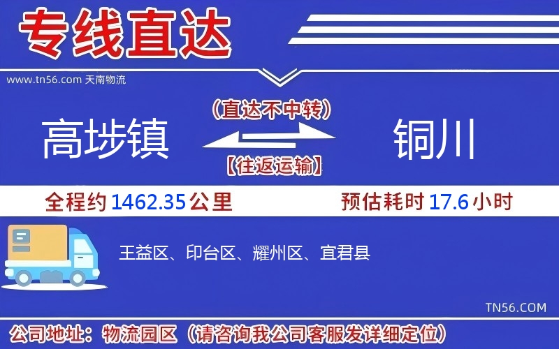 高埗鎮(zhèn)到銅川物流公司 高埗鎮(zhèn)到銅川物流公司