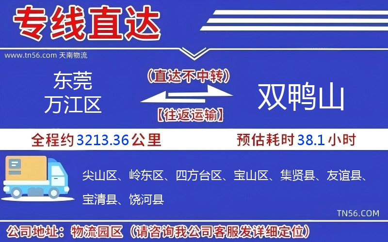 東莞萬江區到雙鴨山物流公司